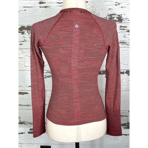 LULULEMON Switfly Tech Long Sleeve Shirt 2.0 Race Length Sz 2 Carnation Red EUC - Picture 3 of 4